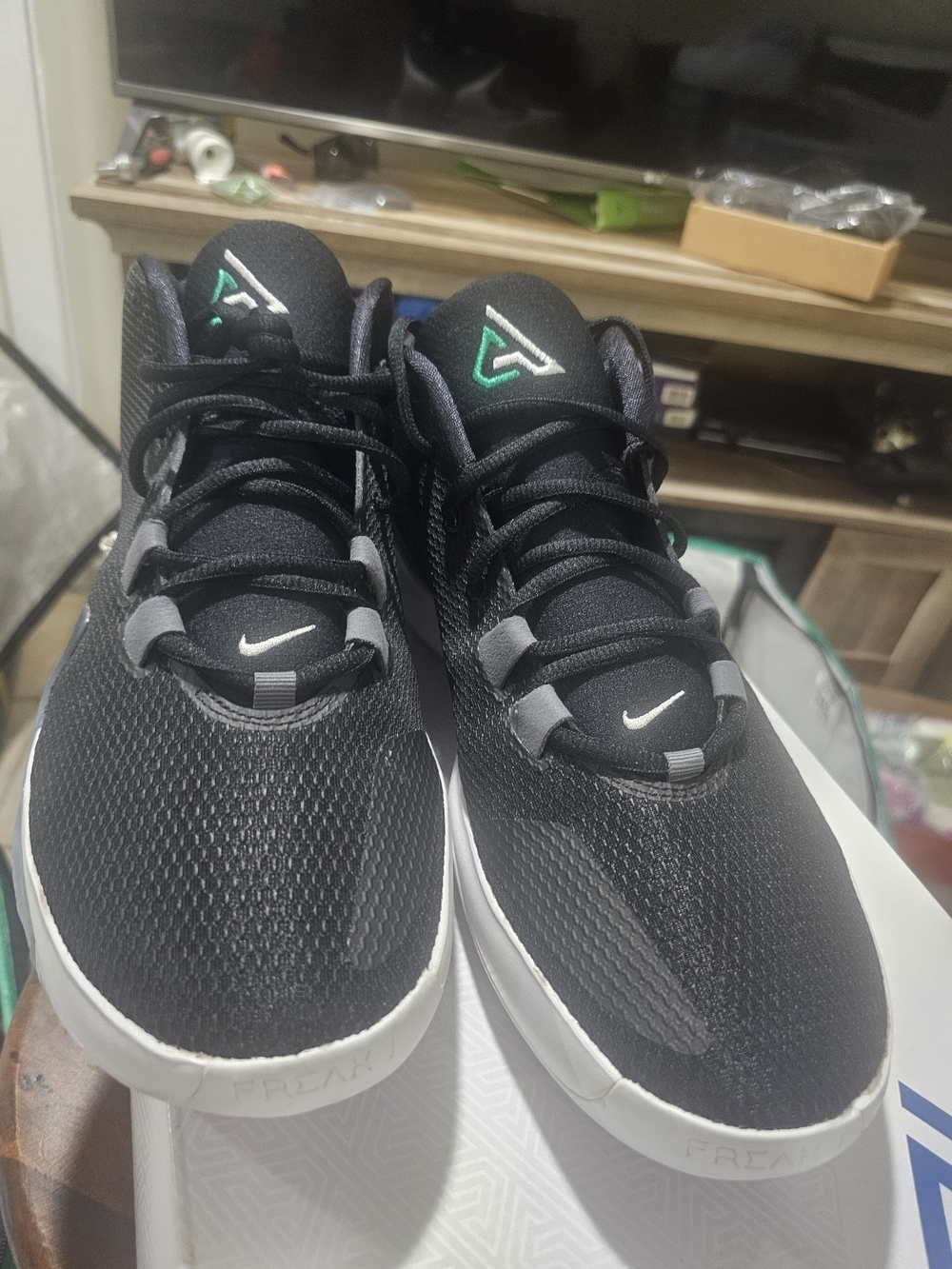 Nike Black Mesh Sneakers with Green Logo
